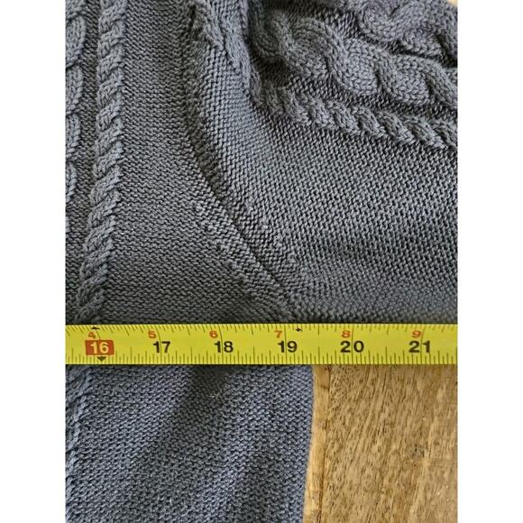 L.L Bean Navy Cableknit Cardigan Full Zip Sweater Women’s Size M Preppy - Picture 5 of 8